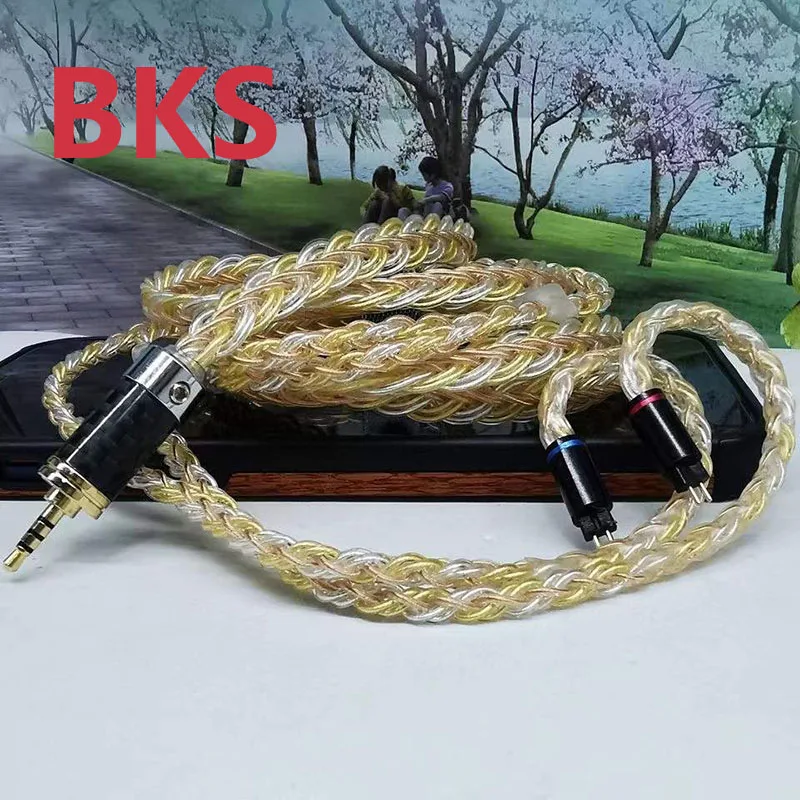 DIY 12-strands gold, silver and copper mixed knitting 7N OCC  HeadPhone Cable MMCX/0.78 2Pin 3.5mm 2.5mm 4.4mm Earphone Custom