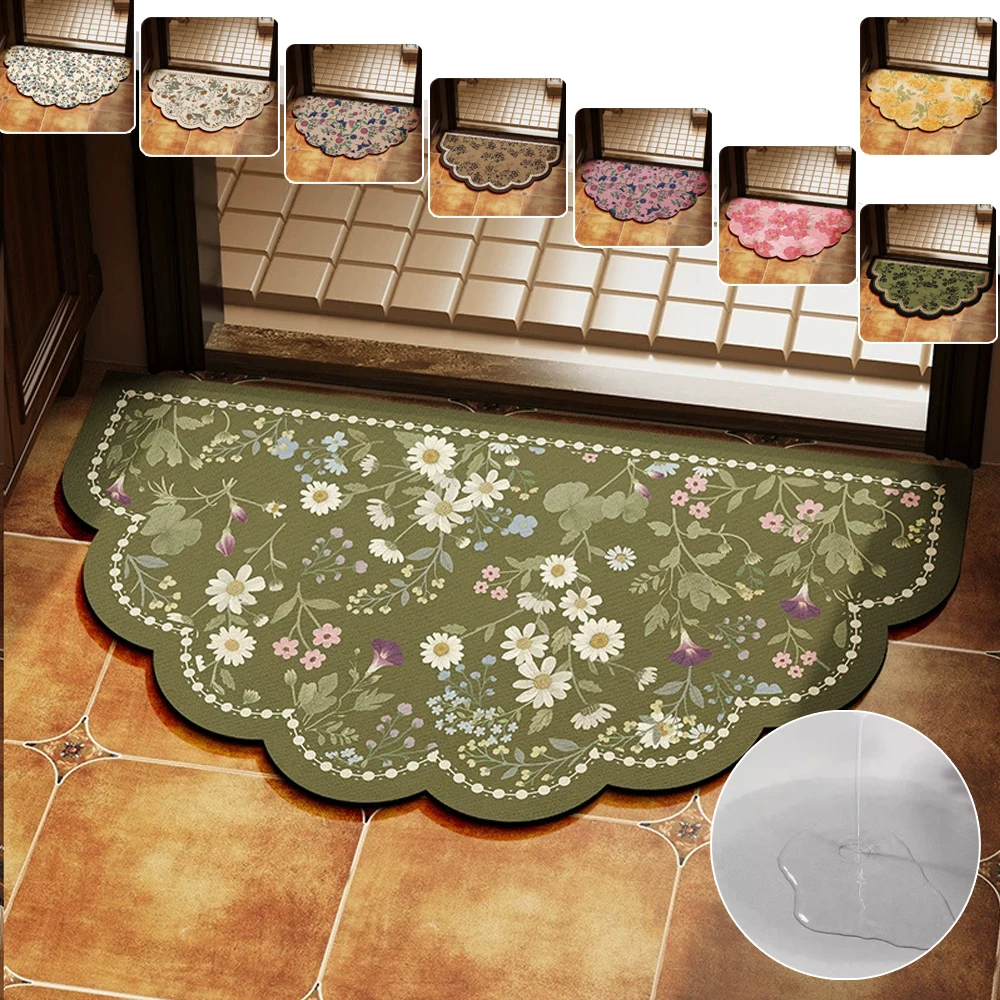 

Vintage Diatomite Flower Floor Mats Entry Carpet Water Absorbent Bedside Rug for Entrance Foot Mat Home Decor Коврик Придверный