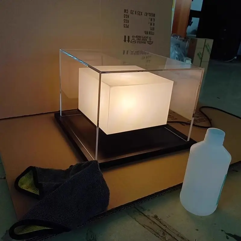 Lampu kepala luar ruangan kaca persegi mewah imitasi marmer dekorasi sederhana cahaya ambient