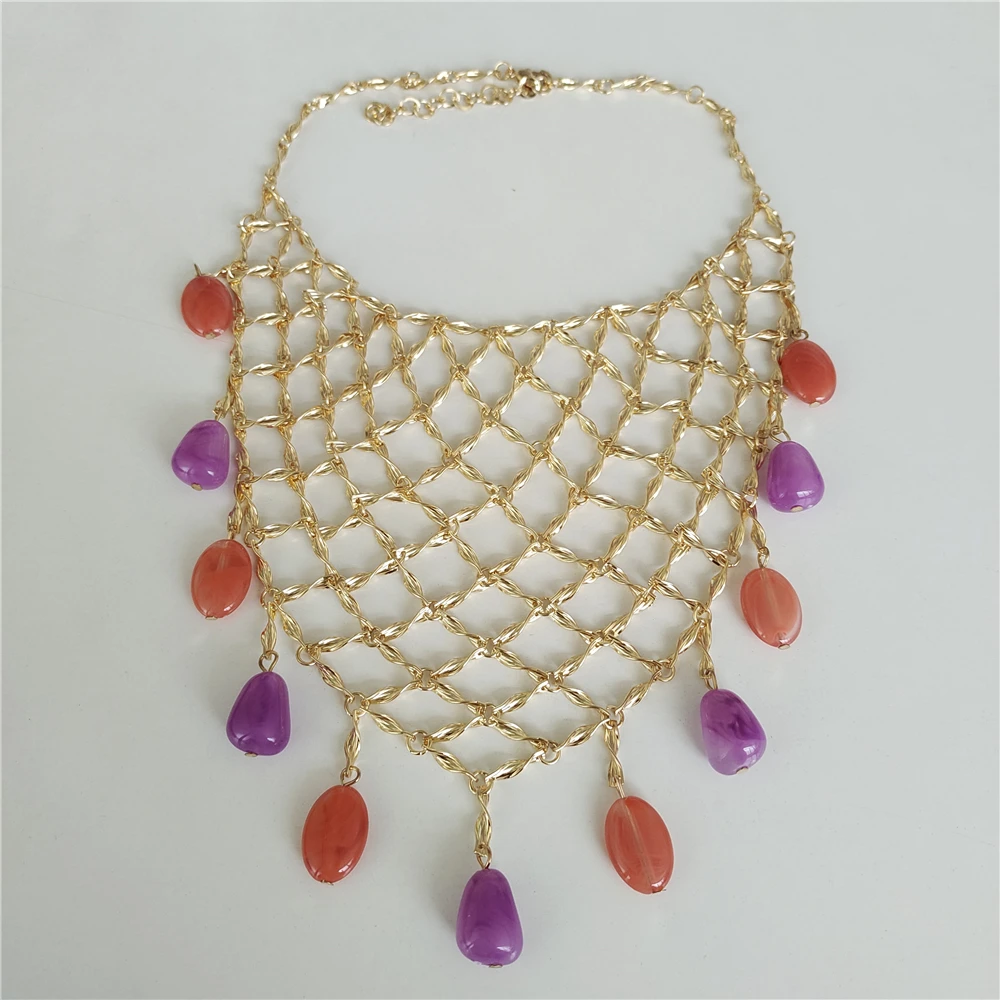 Indian Ethnic Fashion Trends 2025 - Trend Golden Metal Grid Large Collar