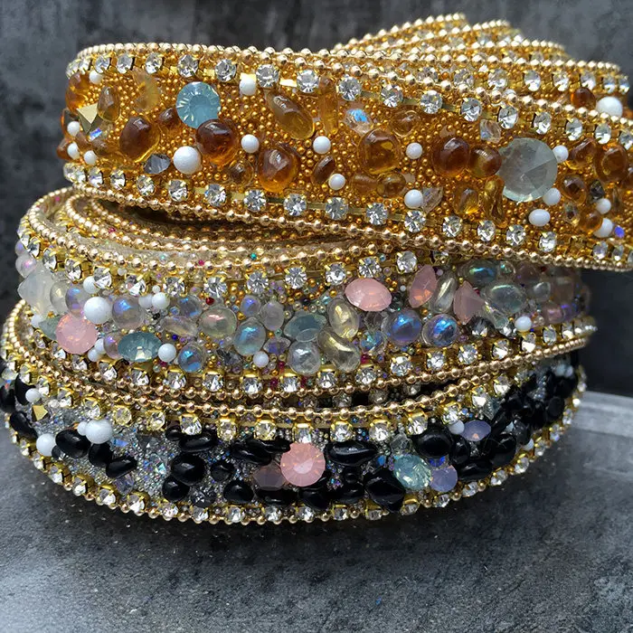 2CM Rhinestone Chain Trim, Self adhesive Gem Rhinestone Strip, DIY Craft Accessory for Wedding Dress, Garment, Bag, Shoe Hat