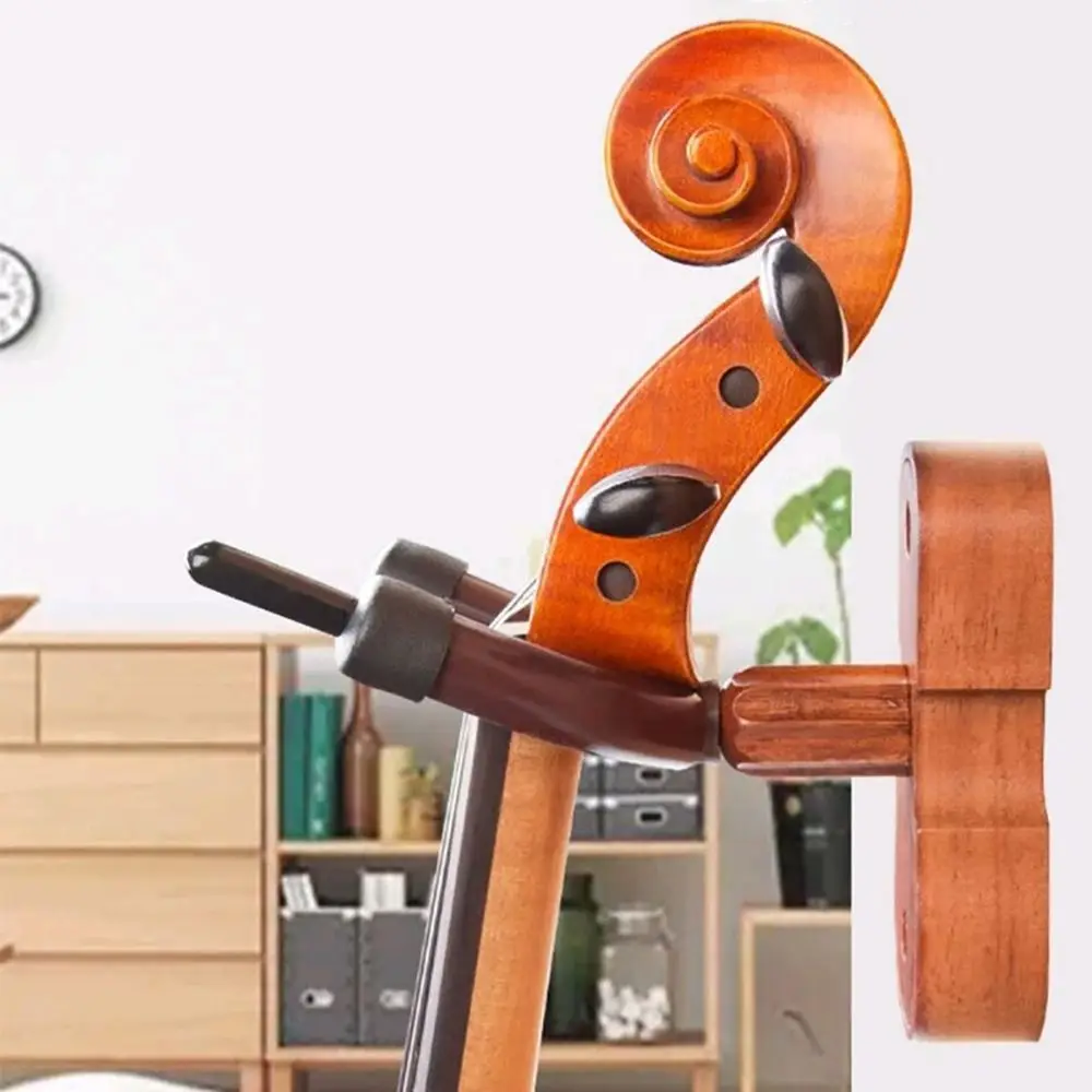High Quality Wood Base Violin Hanger Hook Wall Mount with Bow Hook Violin/Viola Stand Non-slip Violin Hanger Violin/Viola
