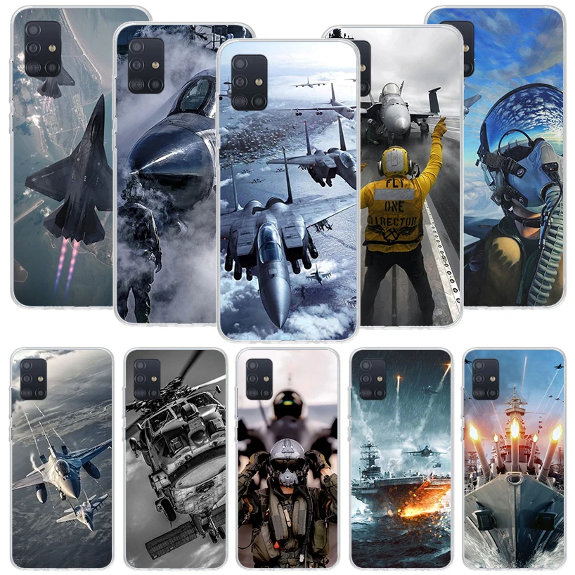 Military Aircraft Warship Fighter Phone Case for Samsung Galaxy A50S A51 A70 A71 A41 A31 A21S A11 A40 A30 A20E A10 A6 Plus A8 +