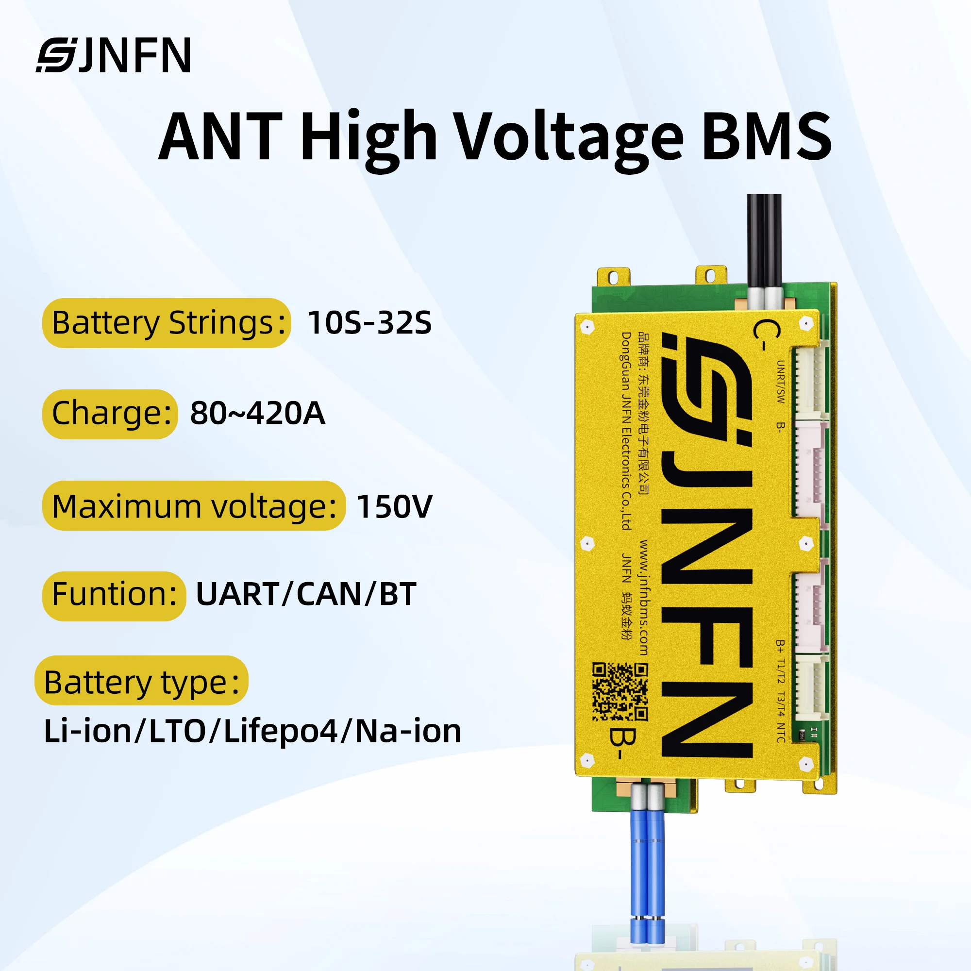 ANT BMS 10S–32S High Voltage 36V 48V 60V 72V 84V 96V 150V LiFePO4/LTO/Li-Ion 18650 21700 Batteries UART/CAN Bluetooth Smart BMS