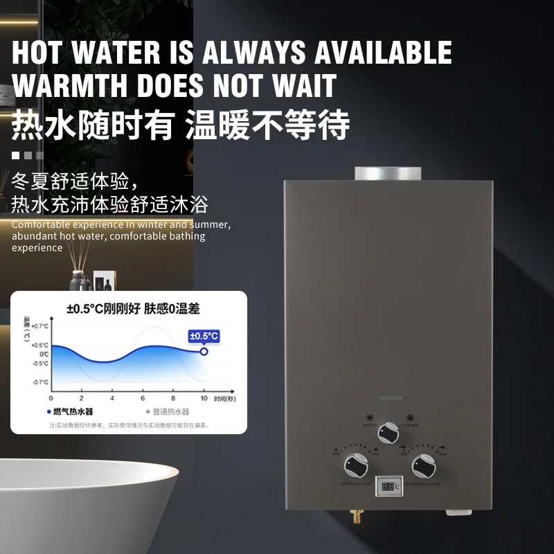 Vertical Water Heater Residential Wall-Mounted Gas Water Heater Wholesale 6-20 Liter Flue-Type Water Heater