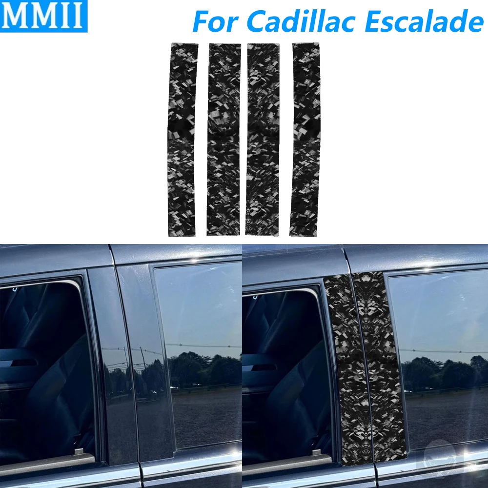 

For Cadillac Escalade 2007-2014 Forged Carbon Fiber Exterior Door B-pillar Panel Cover Trim Car Accessories Decoration Sticker