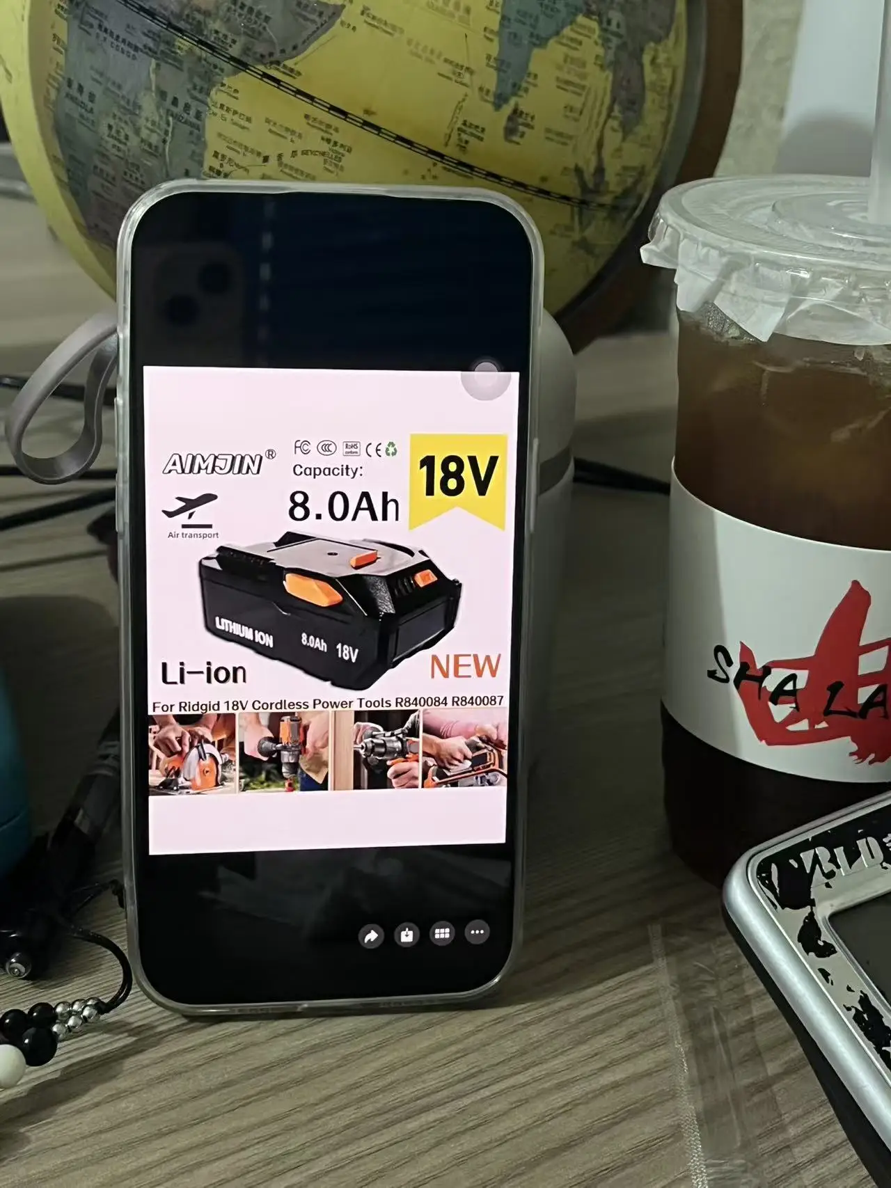 

18 В 8,0 Ач литий-ионный аккумулятор для AEG для RIDGID R840087 R840085 L1815R L1850R L1830R R840083 серии беспроводной электроинструмент