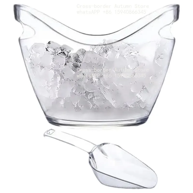 Clear Ice Bucket Beverage Tub with 2 Scoops Handle Cooling Large Ice Bucket for Wine Champagne Bar Supplies for Family reunion