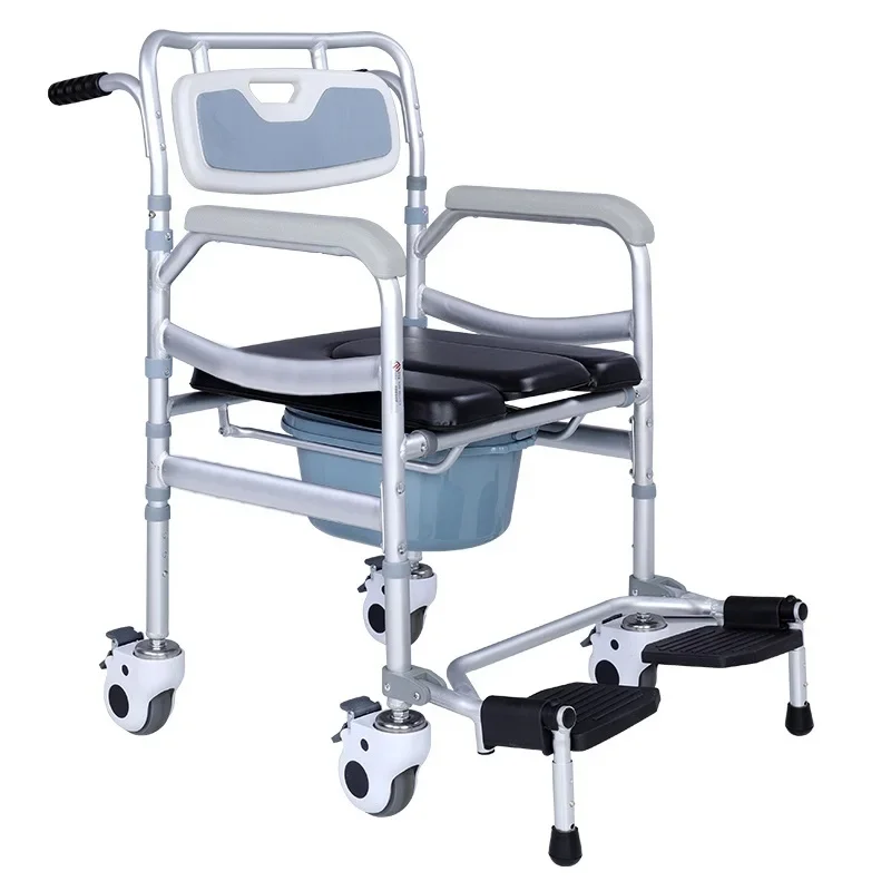 Transfer Handicap Toilet Chair Bathroom Equipment 360 Degree Rotatable Locking Wheel Bath Chair with Footrest