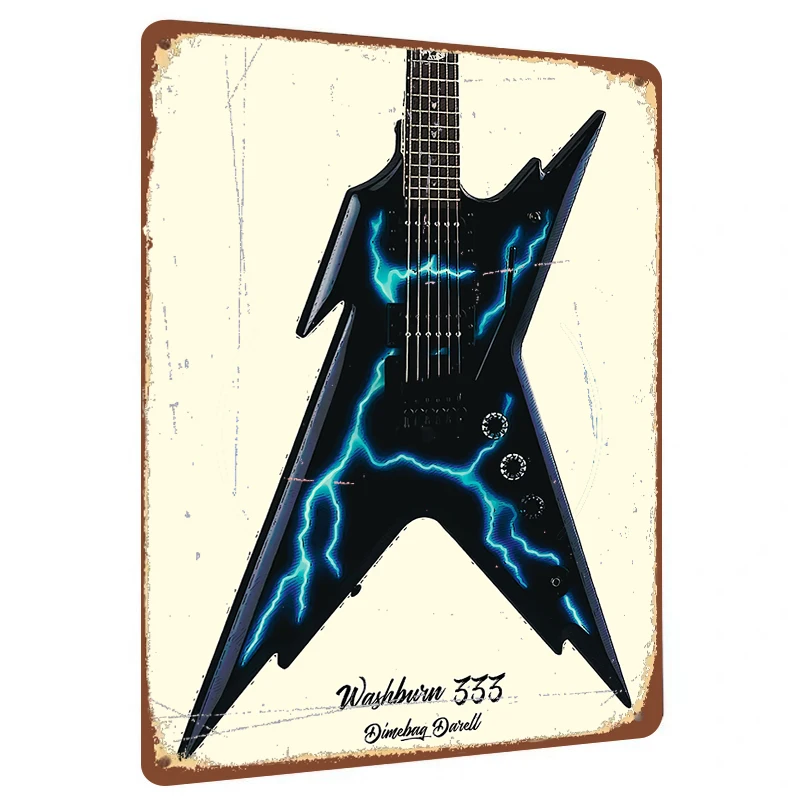 Washburn 333 Dimebag Darrell Guitarra eléctrica Arte de pared de metal Decoración de música rock personalizada
