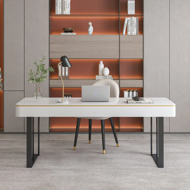 Mesa de ardósia simples nórdica pequeno apartamento com gaveta mesa de computador simples