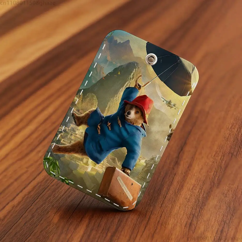Simpatico orsetto P-Paddington Custodia per carte rettangolare Portachiavi Borsa per carte di accesso Portachiavi Portachiavi Porta carte in pelle Accesso