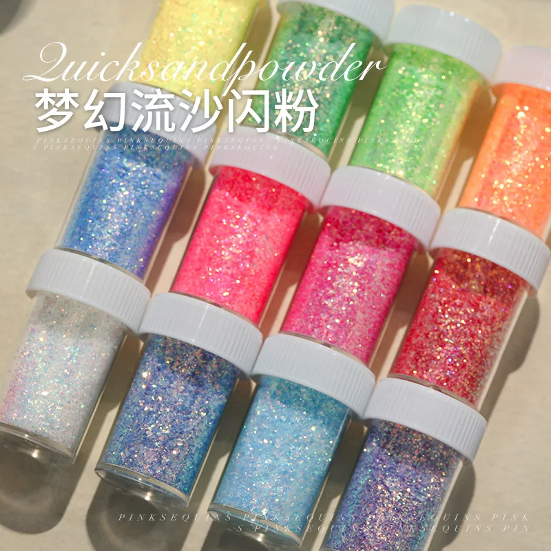 1jar Iridescent Bulk Glitter Nail Powder Sparkly Pigments Decoration Manicure Accessories DIY Crafts Nail Supplies Professionals