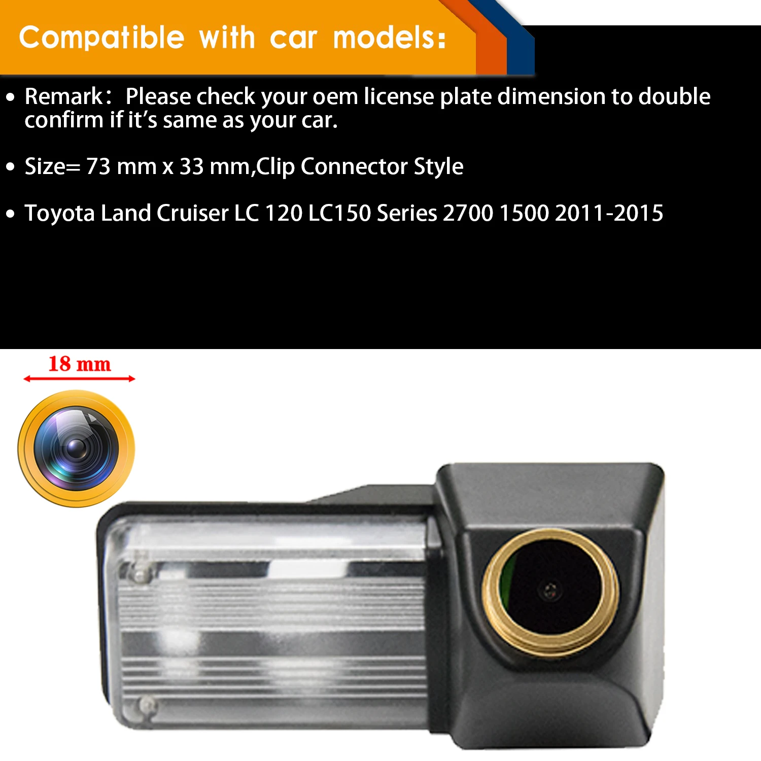 HD 1280*720P Reversing Backup camera for Lexus LX 470 LX470 UZJ100 / GX 470 GX470 UZJ120 ,License Plate Light Golden Camera