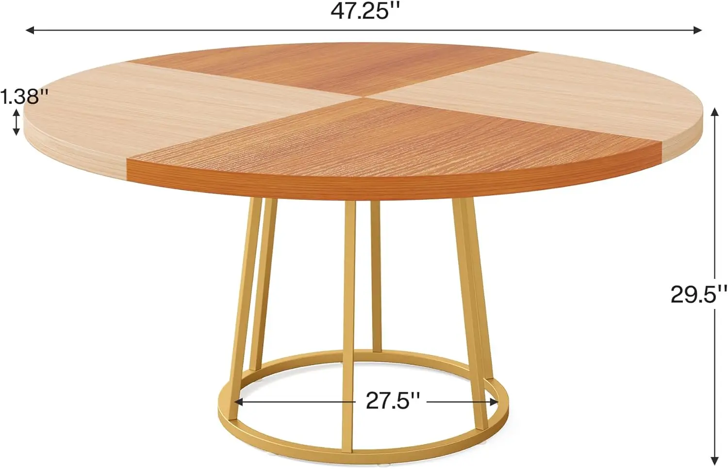 Tribesigns 47-Inch Round Conference Table For 4-6, Modern Meeting Room Table With Wood Grain Top Heavy Duty Metal Frame, Wood