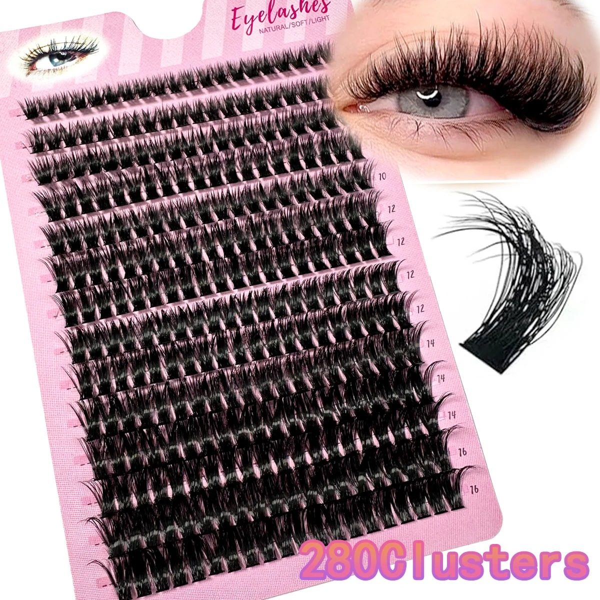 NEW Cluster Eyelash Extension 280 Bundles 80D/100D Natural Style Individual Eyelashes Handmade Eyelash Bundles 3D Mink Lashes