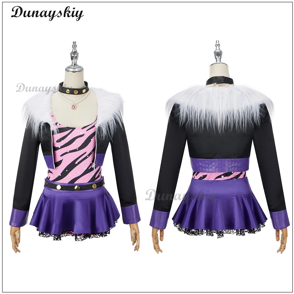 Monster High Clawdeen Wolf Cosplay Costume Wig Long Straight Movie Woman Performance Halloween Christmas Carnival Pearl Skirt