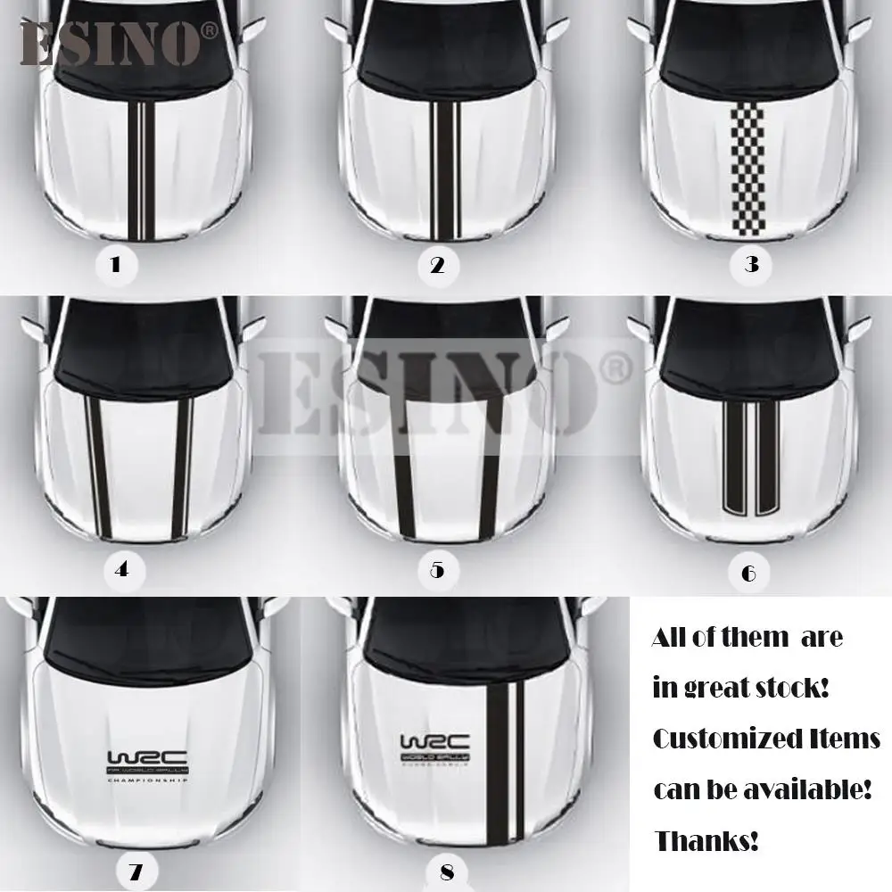 Nuovo Styling WRC FIA World Rally Championship Auto Della Banda Cappuccio Coperture Del Vinile Racing Sport Decal Testa Autoadesivo Dell'automobile Accessori auto