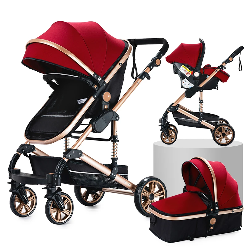 Deluxe babyreissysteem kinderwagen met wieg en autostoeltje - Snel opvouwbaar met één hand, lichtgewicht en draagbaar voor avonturen