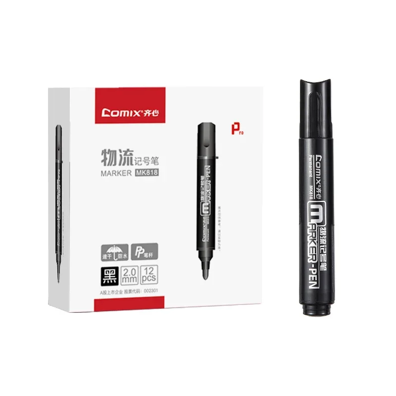 

Маркер MK818 на масляной основе, водостойкий, несмазывающийся, черный, красный, синий, с большим объемом чернил для маркировки упаковки при экспресс-доставке