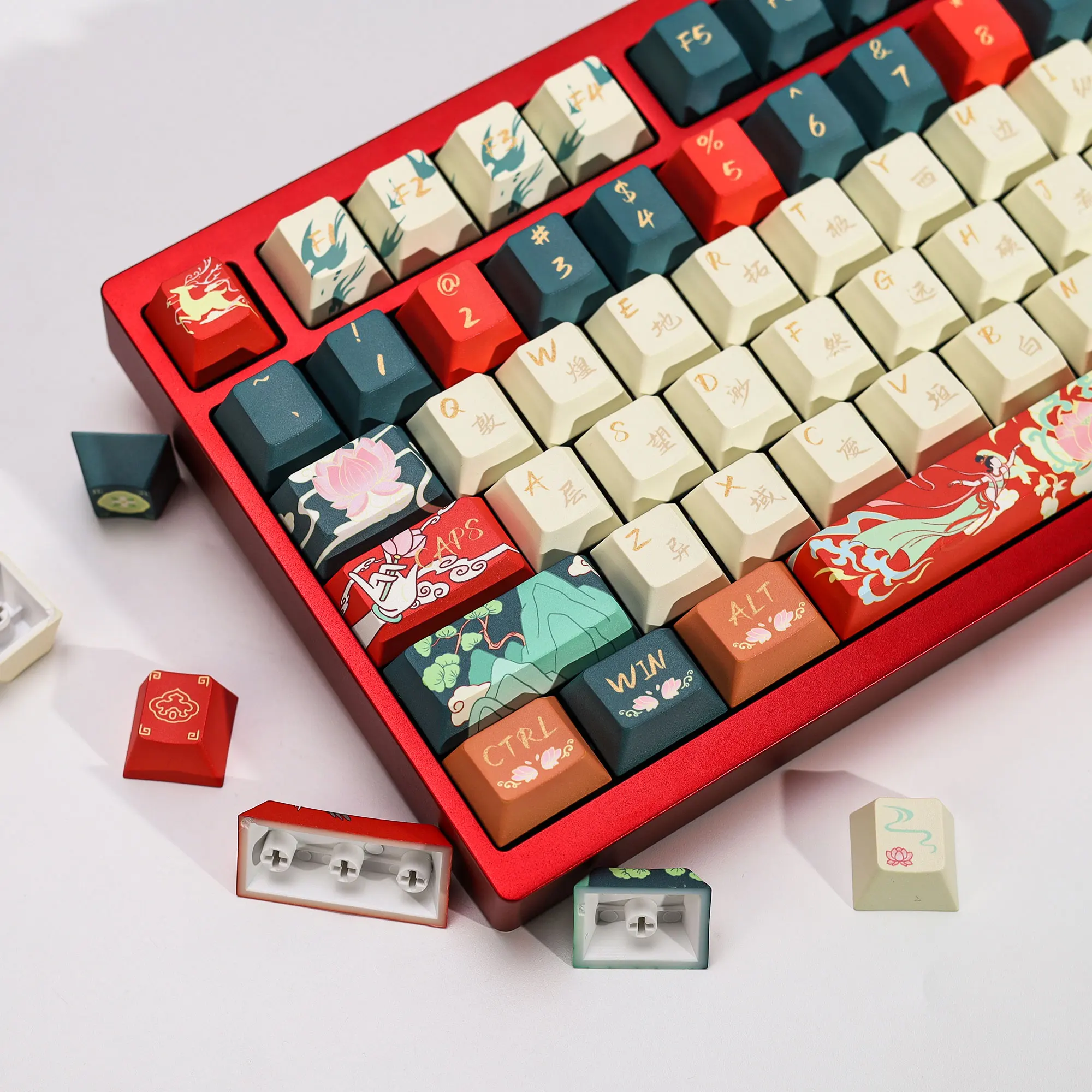 KBDiy 143 Keys Dunhuang Theme Keycaps Cherry Profile PBT Keycap For Mechanical Keyboards Gaming Key Caps 60% For MX Switches