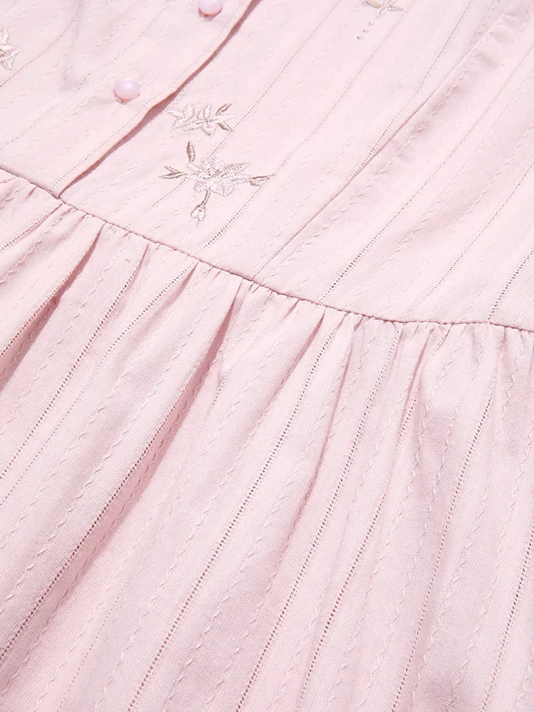 I BELIEVE YOU Women Dresses 2024 Summer Pink Embroidery Short Sleeve New Elegant Retro Slim Midi A-Line Chic Dress 2242055682