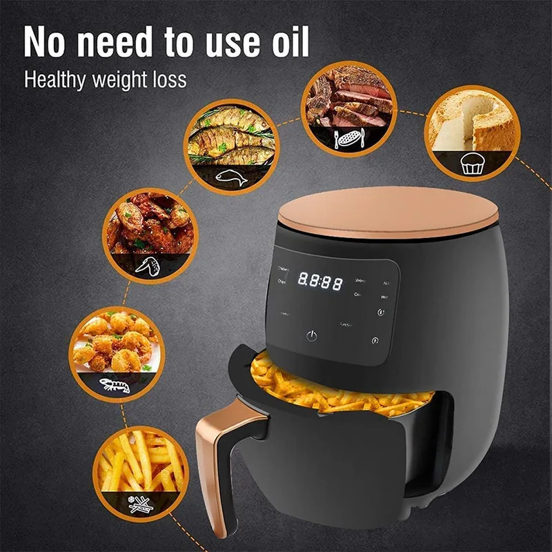 Fritadeira elétrica sem óleo multifuncional, fogão a ar quente, fogão a arroz, alta potência, 1500W, 4.5L, adequado para restaurantes e casa