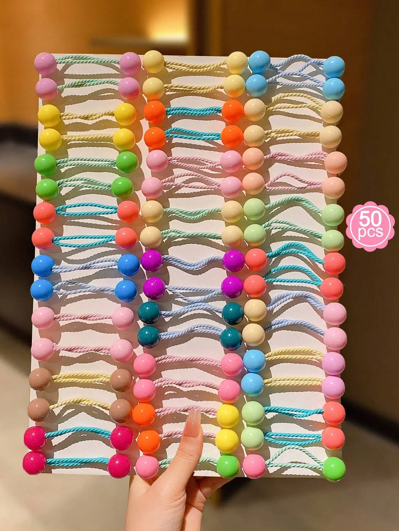 

50pcs/Set Colorful Ball & Coiled Design Hair Ties For Girls