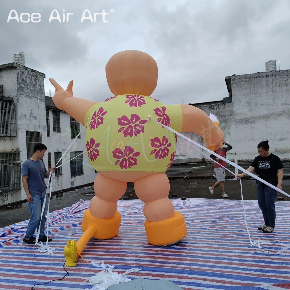 Modèle Gonflable de Dessin Animé avec Crème Glacée, Décoration pour Publicité en Plein Air, 3mH