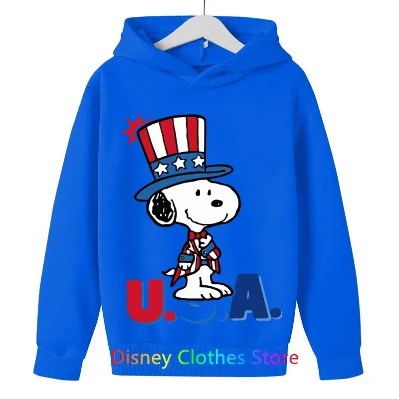 Snoopy White Cartoon Anime Children's Pullover 2024 New Fashion Boys and Girls Children's Hoodie Spring and Autumn Children's Sw