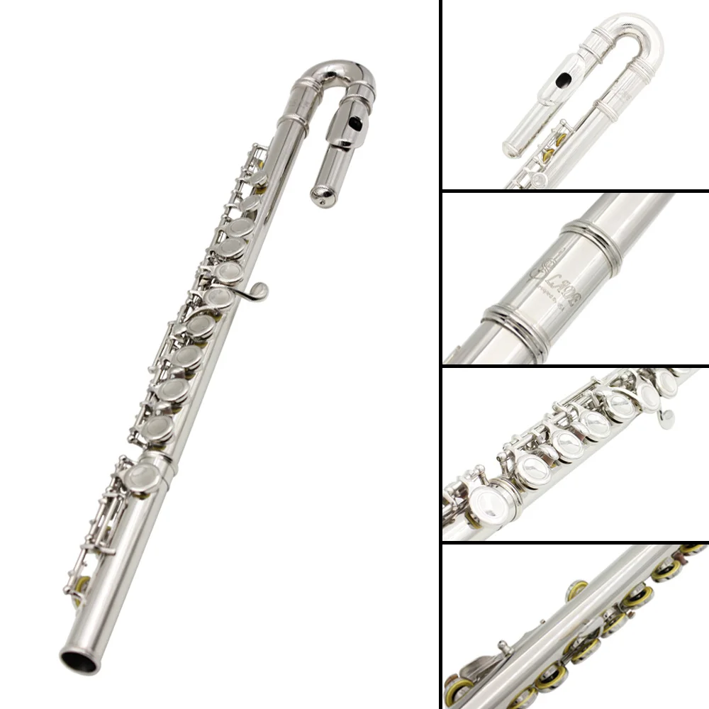 SLADE Flute 16 Hole Nickel Plated White Copper Children's Bent Pipe Flute Wooden Wind Instrument With Backpack Accessory