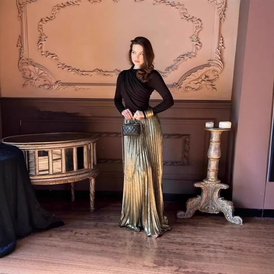 

Muslim Pleated Skirt 2 Piece Set Women Top Long Skirts Suit Ramadan Morocco Dubai Islam Casual Ensemble 2025 Arabic Outfits