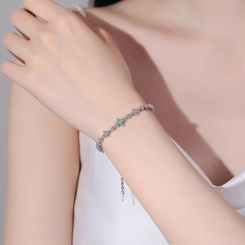 

1.38Ct Moissanite Full-Circle Bracelet for Women PT950 Platinum Warm Texture Simple Personality Essential for Urban Women