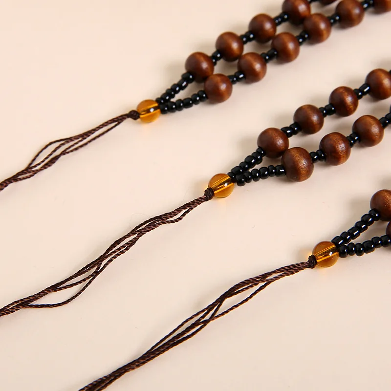 المسيح يسوع خشبية BeadsWomen الرجال مطرز قلادة طويلة موضة البوذية الصلاة اليوغا مجوهرات اليدوية DIY بها بنفسك مجوهرات اكسسوارات 5p #6