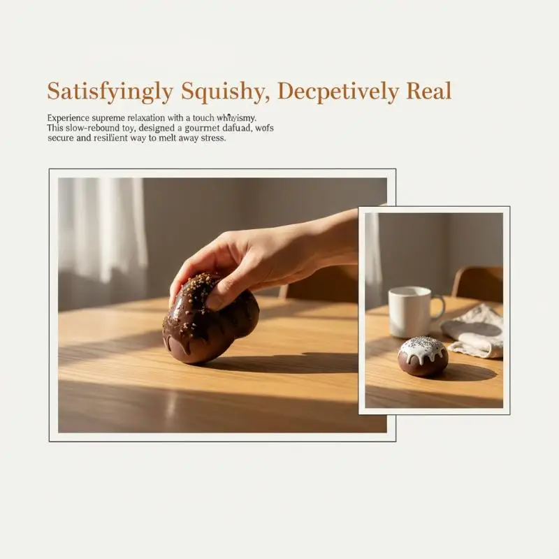 Chocolate Style Squishy Toy Nut Topping Dessert Shape Slow Rising Stress Relief Fidget Toy for Office School Home Use