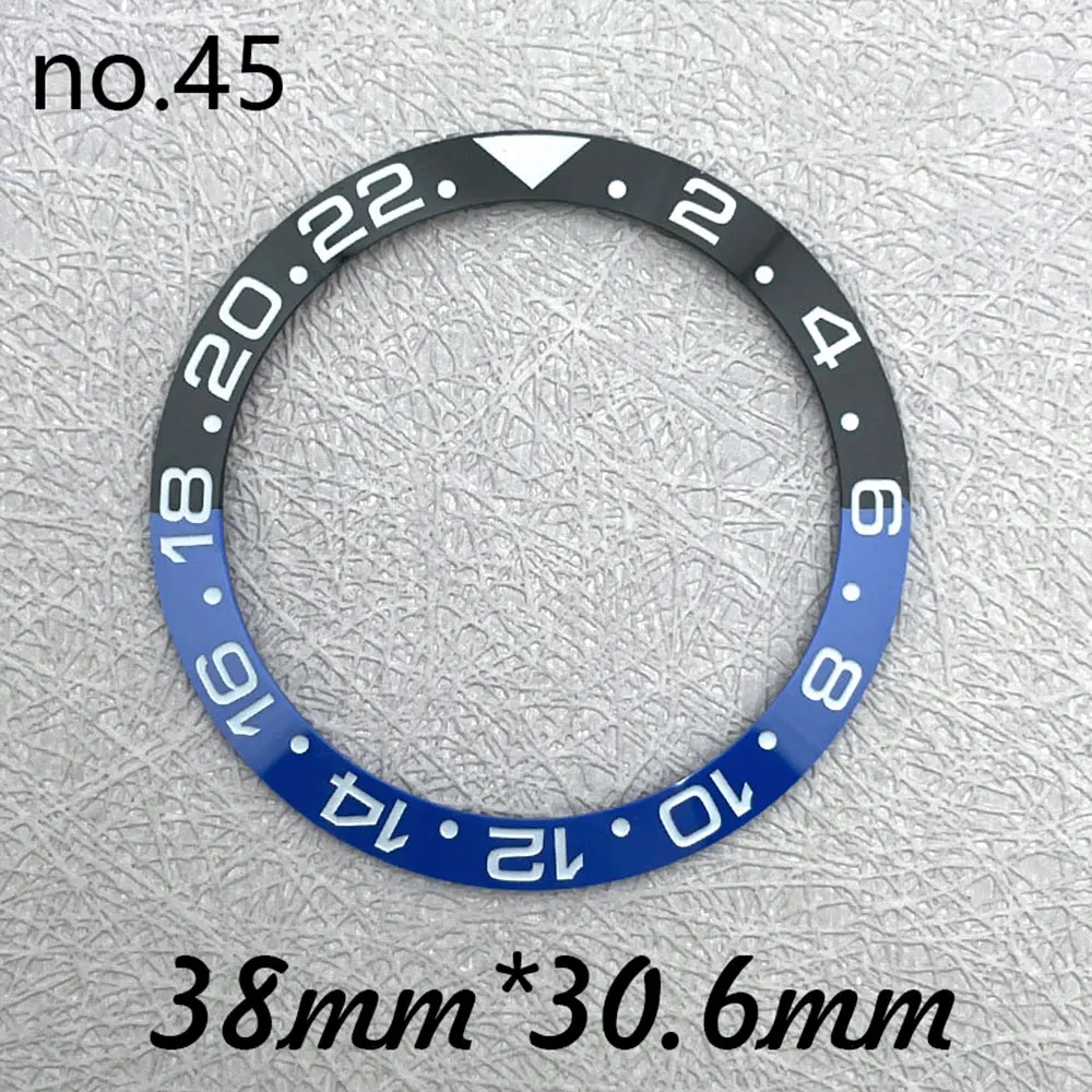 38mm * 30.6mm GMT Bezel miring keramik atau aluminium Inlay Bezel hijau biru bercahaya aksesoris alat perbaikan jam