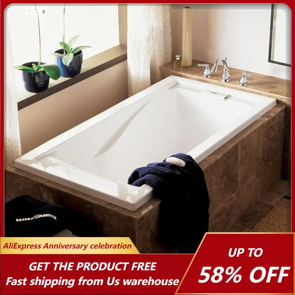 

Acrylic 60-Inch X 32-Inch Drop-In Deep Soak Bathing Pool 74 Ga Acrylic with Fiberglass Reinforcement Reversible Drain Outlet