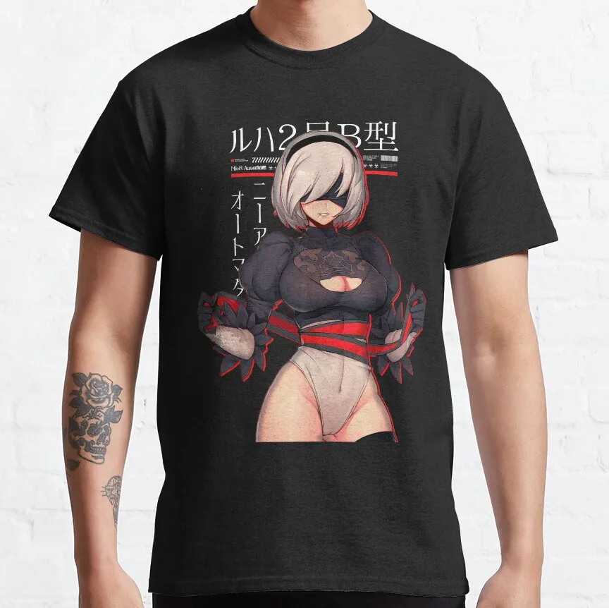 

1205 Nier Automata 2B YoRHa Anime Gift t shirt Kawaii Waifu graphic tee Cyber Punk Y2K Clothes 100% cotton Large size Tops S-6XL