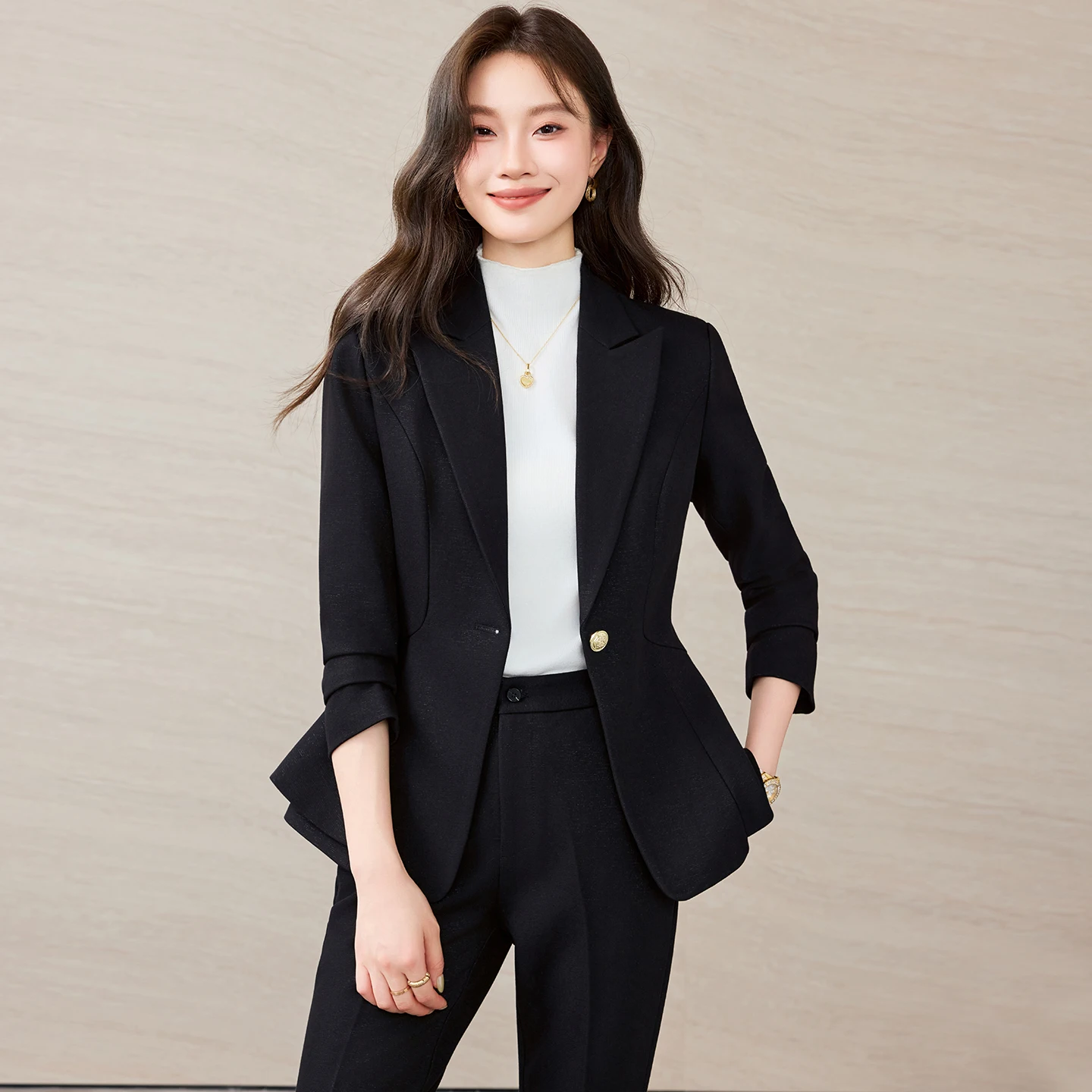 High-Quality Black Women's Suit Trousers Fashionable Slightly Flared Pants Autumn-Winter New Style for Professional Wardrobe