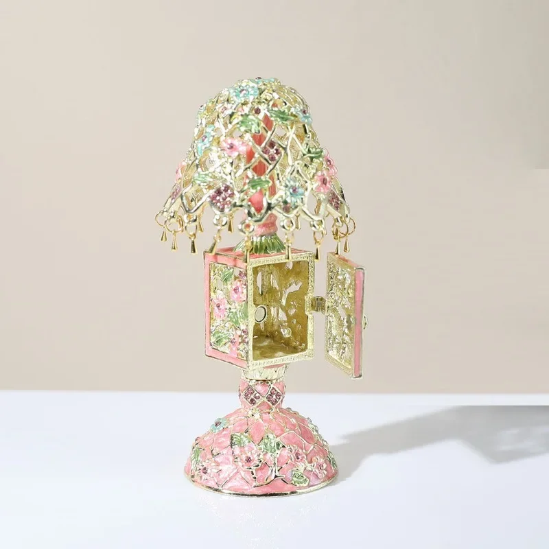 Retro Style Table Lamp Decorative Box European Alloy Enamel Color Jewelry Box Creative Home Decoration Ornament