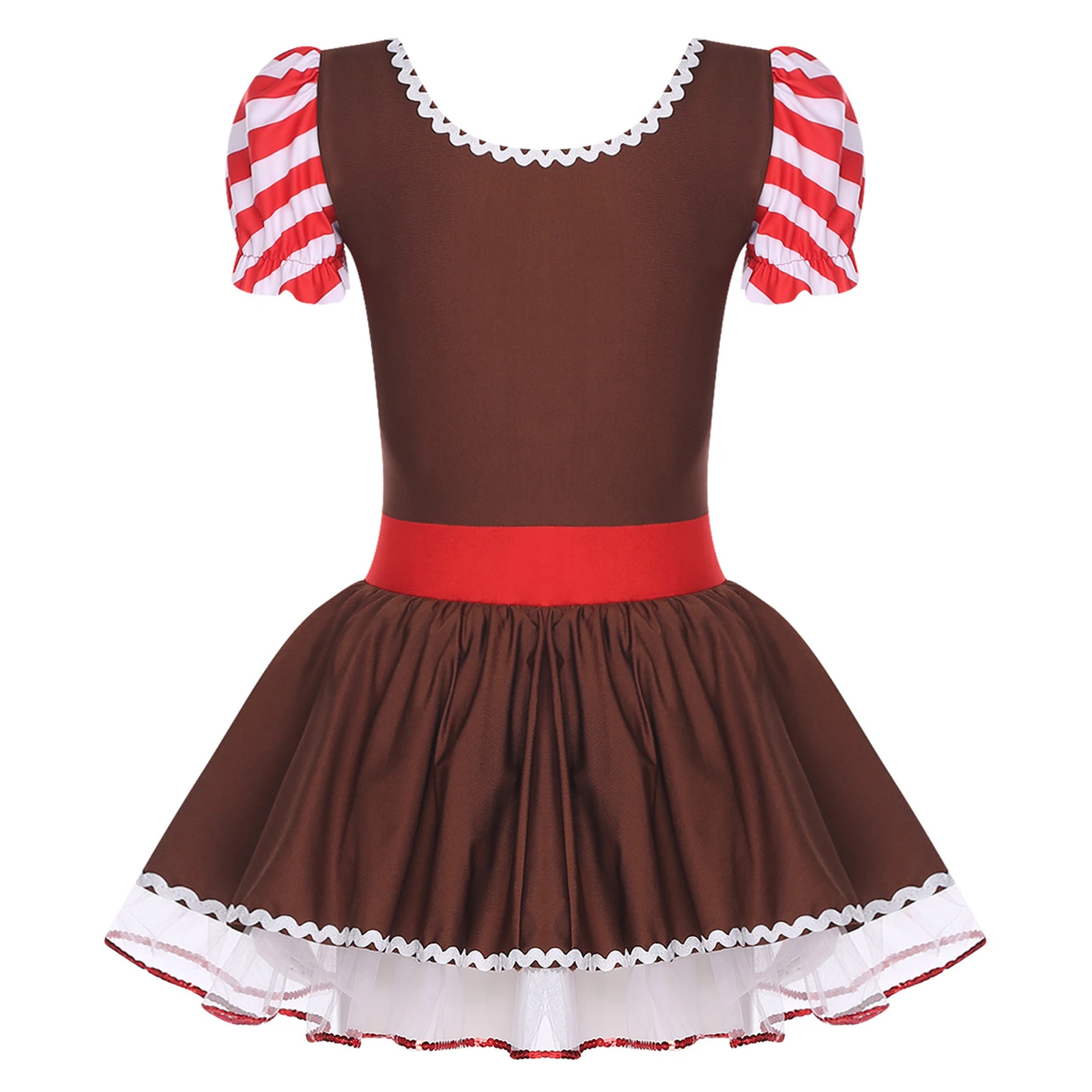 النساء فتاة الزنجبيل رجل عيد الميلاد زي توتو ثياب فستان رقص الباليه قصيرة الأكمام تول فستان لملابس التزلج على الجليد #3