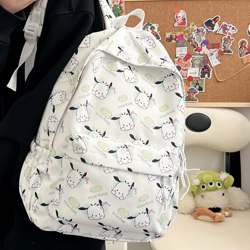 Kawaii Sanrio My Melody Cinnamoroll Pochacco Printed Backpack Lightweight Tutoring Bag Leisure Backpack Cartoon Gift For Girls