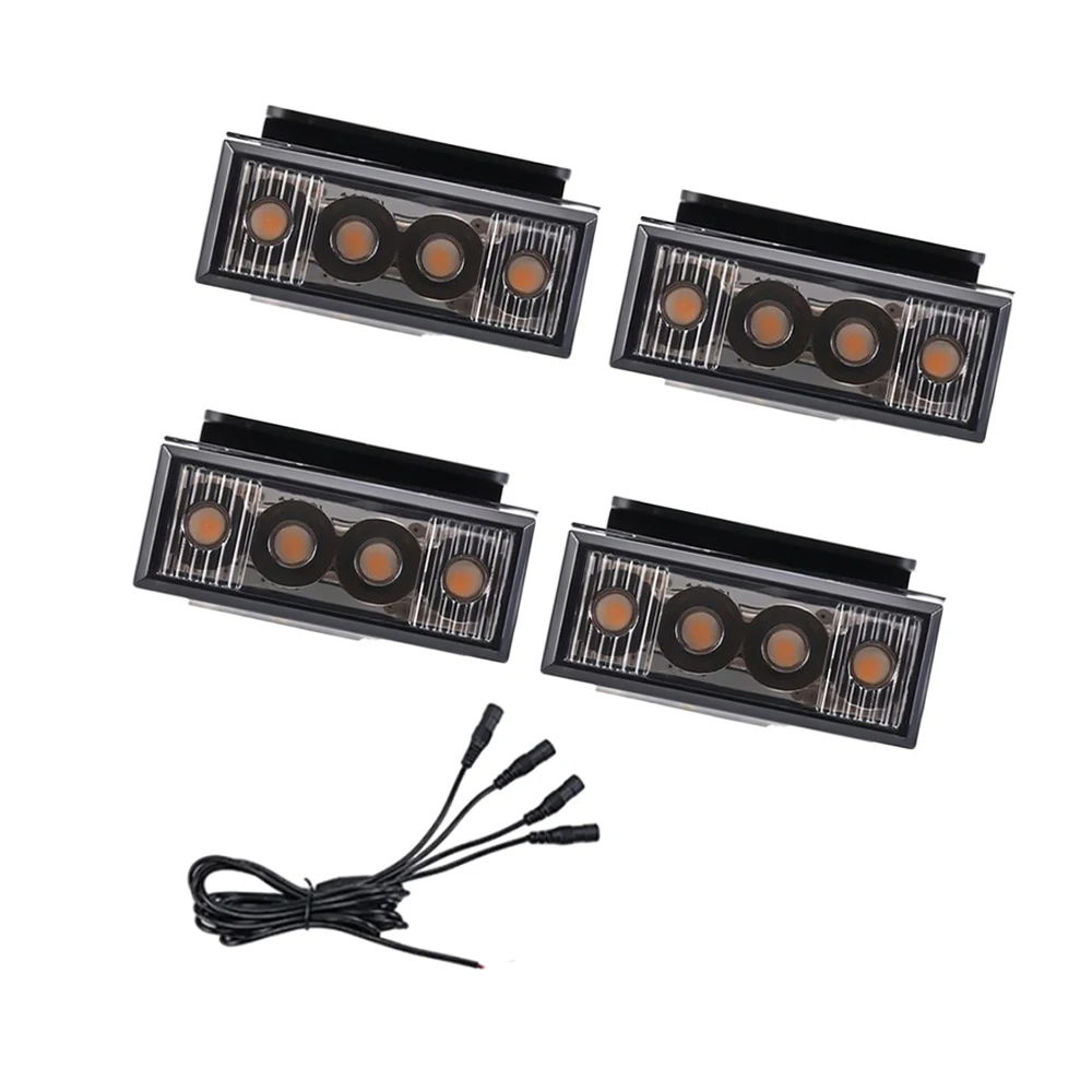 4pcs smoked black hood 12V one to four car grille lights fit for cars, off-road vehicles (fit for left and right driving)