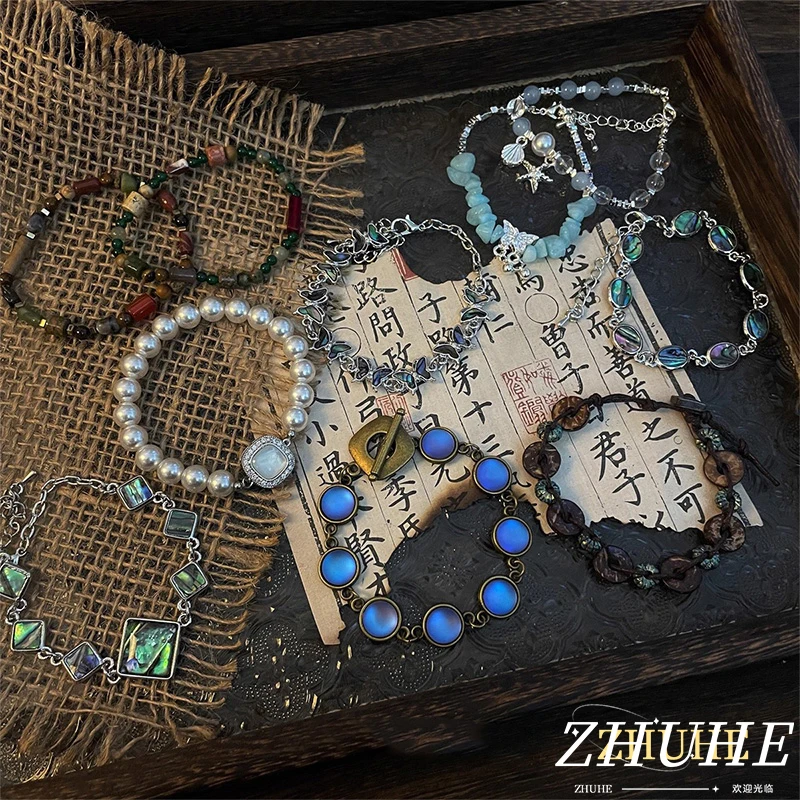 

Retro Style Toggle Clasp Bracelet, Fashion Jewelry Accessories for Women, Blue Gradient Beads, Chic Jewelry for Daily Wear