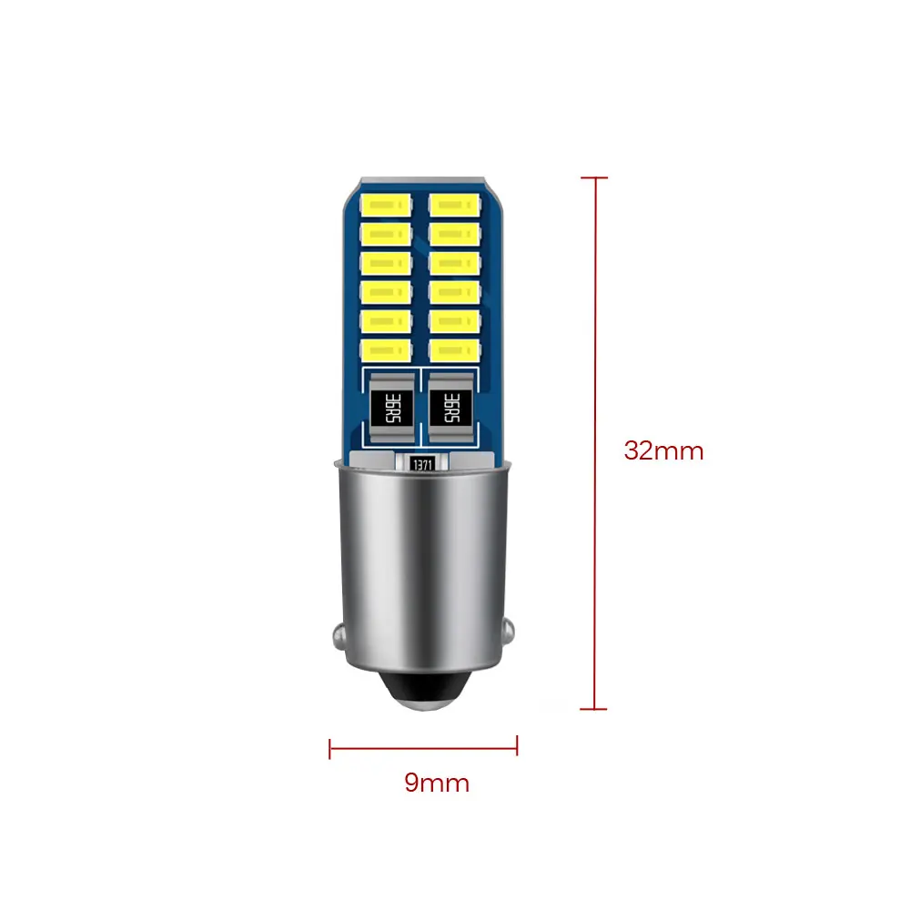 2pcs White LED H6W T4W Car Light Bulb T2W T3W H5W Car Reverse Lights Parking License Plate Light Auto 12V Electronic Accessories