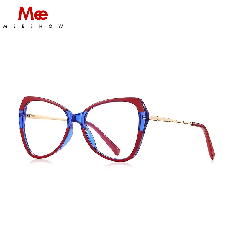 MEESHOW TR90 Cat Eye Glasses 2025 Women Design High Quality Anti-Blue Light Computer Eyewear Retro Luxury for Screen Reading