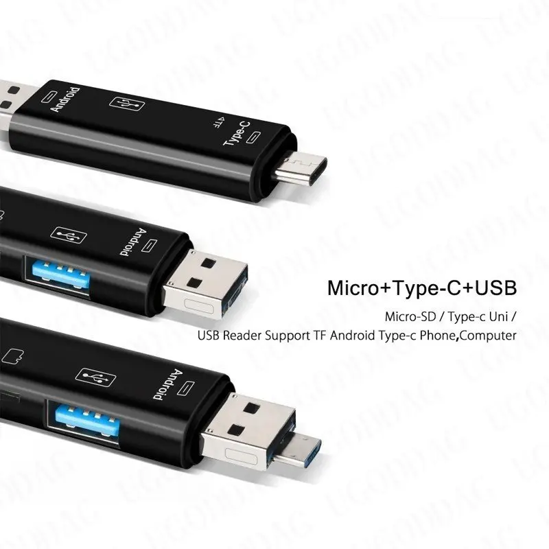 5 в 1 Многофункциональный Usb 2.0 Type C Usb Micro Usb Tf SD кардридер