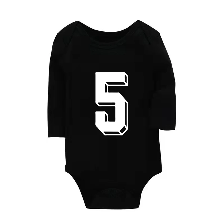 Aby Bodysuit Boys Girls Three-dimensional Number 1 2 3 ...Print Jumpsuit Wear Unisex Newborn Baby Shower Long Sleeve T Shirt