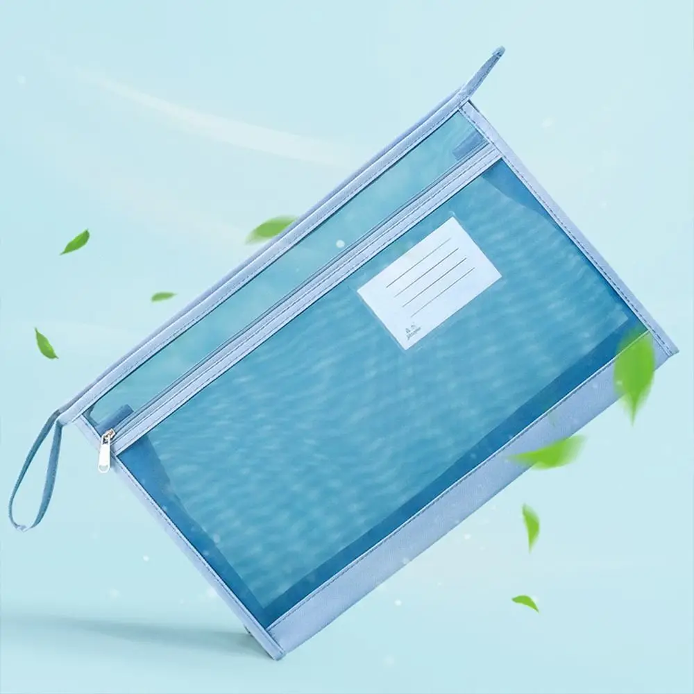 Transparent File Folders Nylon Mesh Storage Bag Convenient Zipper Student Test Stationery Organizer School Supplies