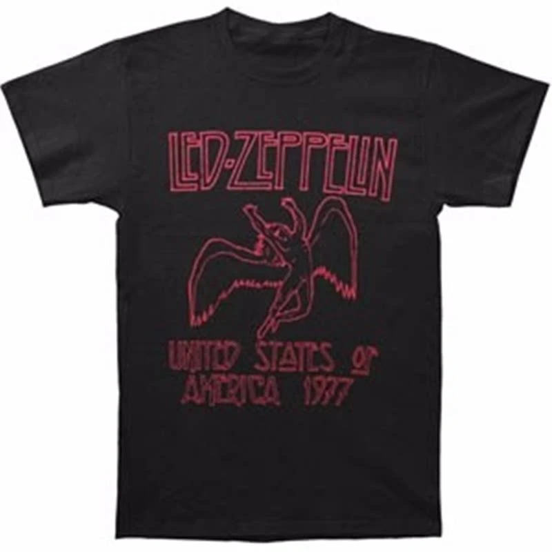 Pop Summer European-American Style Led Zeppelin Punk Rock Band Retro American-style Streetwear Men's and Women's T-shirts